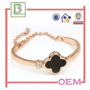 Enamel Flower Bangles with Rose Gold Plated