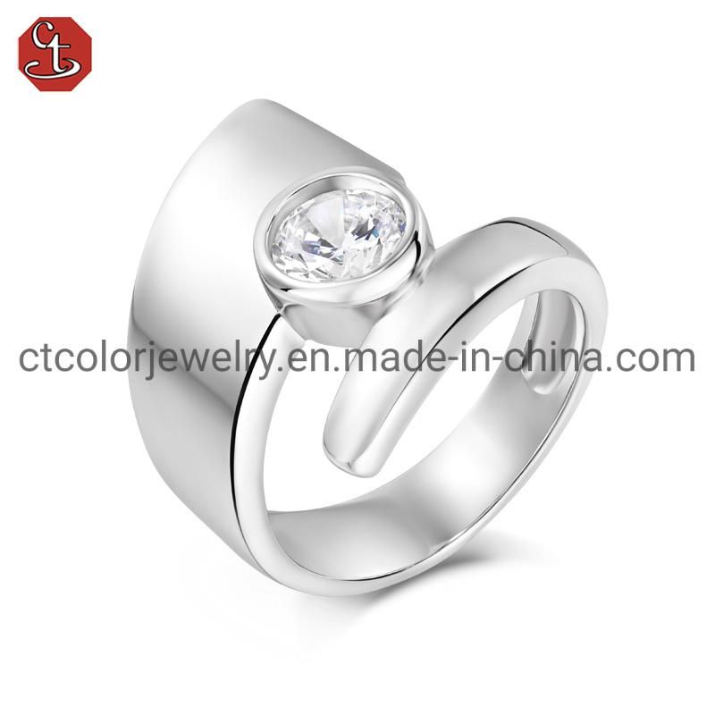 High Quality Jewelry Men Ring in 925 Silver and Brass with Pave Setting