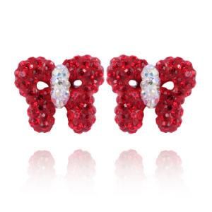 Fashion Rojo Red Fire Crystal Bow Tie Earring