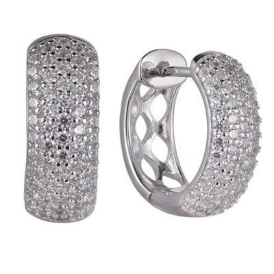 925 Silver Half Hollow Half CZ Fashion Hoop Earring for Girls