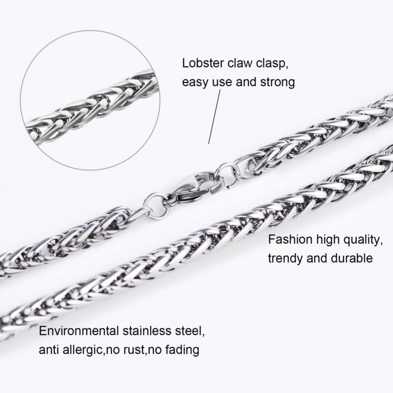 Hot Selling Accessories Chain Stainless Steel Jewelry Wheat 16-30′ Necklace for Man and Woman