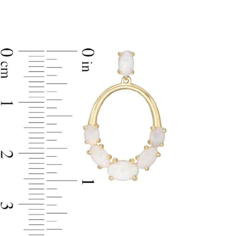 Best Fashion Women Jewelry Unique Fantastic Oval Opal Graduated Five Open Oval Drop Earrings 925 Vivid Elegant Wholesale Earring
