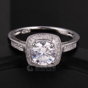Fashion Princess Cut Diamond Stone 925 Silver Ring