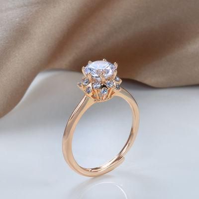 Rose Gold Inlaid Simulation Diamond Ring Simple Opening Ring