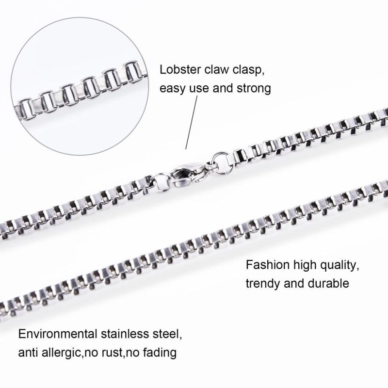 Factory Supplier Gold Plated 316 Stainless Steel Box Chain Anklet Bracelet Necklace for Fashion Jewelry
