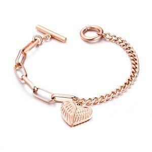 &#160; Fashion Women Jewelry Paperclip Chain Stainless Steel Heart Pendant &#160; Women Bracelet