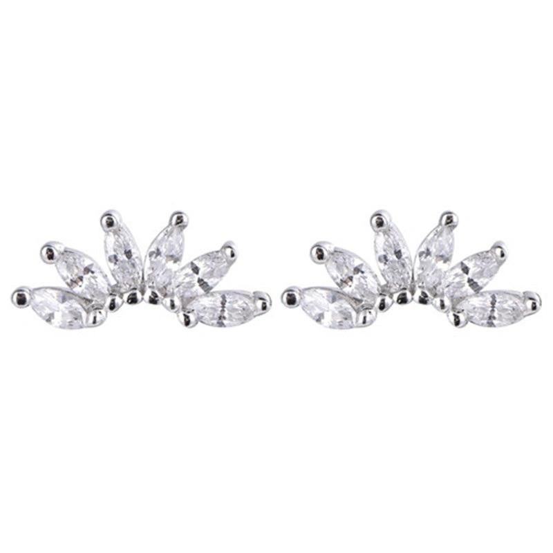 925 Silver Fashion Leaf Stud Earring with CZ