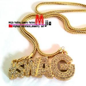 Iced out #Swag Gold Tone Pendant Franco Chain (XZ088)