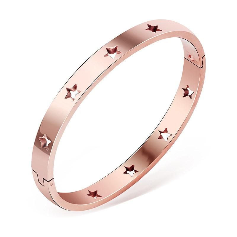 Hot Sale Five-Pointed Star Hollow Titanium Steel Bangle Bracelet