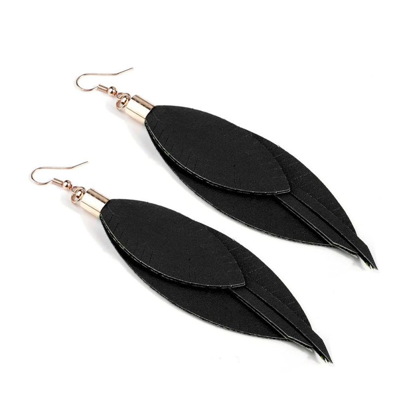 New Fashion Jewelry PU Leather Leaves Drop Earings for Women