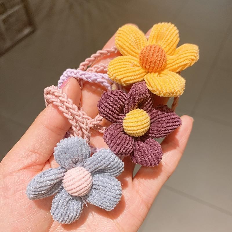 Fashion Hair Accessories Corduroy Flower Hair Rope Candy Coloured Hairband