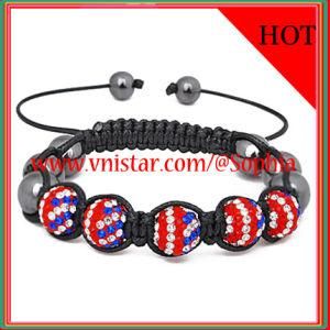Vnistar United States Flag Rhinestone Beads Macrame Bracelet (SBB221-6)