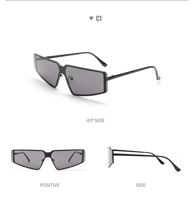 2022 Fashion Unique One-Piece Unisex Luxury Sun Glasses Metal Frame Cat Eyes Rimless Sunglasses