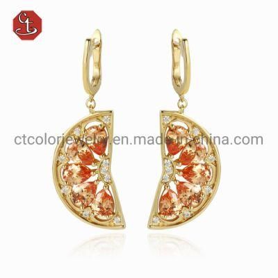 Custom fashion jewelry orange drop plated gold factory price Earrings