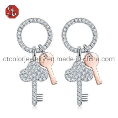 Fashion Jewelry 925 Sterling Silver Korean Version Keys Cute stud Earrings