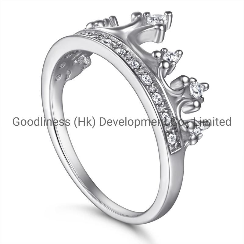 Elegant Fine 925 Sterling Silver Women Crown Rings Fashion Jewelry