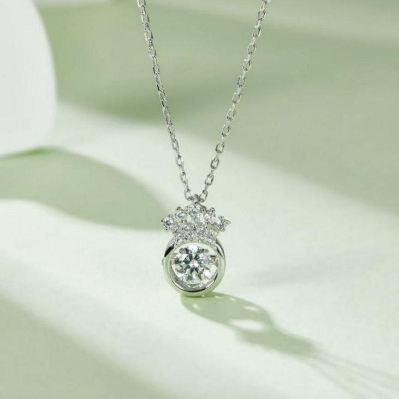 2022 Fine Luxury Claw Insert 0.5CT Moissanite Women Crown Necklace S925 Jewelry