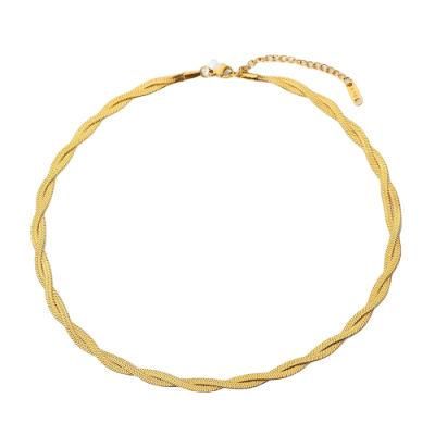 18K Gold Plated Stainless Steel Double Snake Chain Necklace for Women Necklaces Fashion Jewelry
