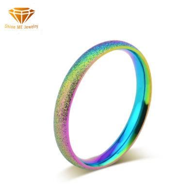 Titanium Steel Colorful Ring for Women Pearl Sand Color Ring Rainbow Jewelry SSR2083
