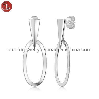 High Quality 925 Plain Silver Women&prime;s Earrings simple style Trendy Jewelry