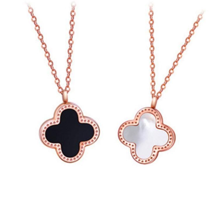 Fashion Ins Four Leaf Clover Titanium Steel Choker Necklace