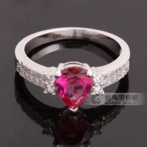 Fashion 925 Sterling Silver Jewelry Red Corundum CZ Ring