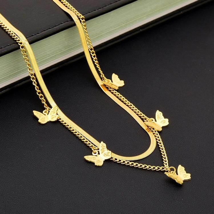 Manufacturer Customized Fashion Jewelry High Quality Matte Gold-Plated Large-Level Necklace Stainless Steel