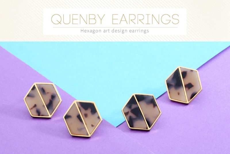 Crystal Clear Hawksbil Stainless Steel Earrings in Hexagonal Shape