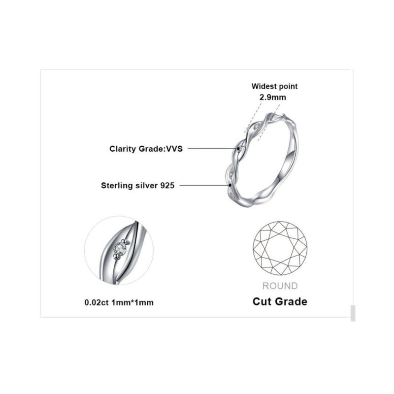 Infinity Love Cubic Zirconia Braided Twisted Wave Wedding Band Ring 925 Sterling Silver Wholesale