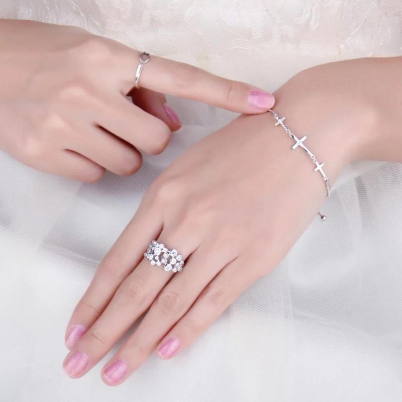 925 Sterling Silver Cubic Zirconia Bubble Ring Fashion Jewelry for Women Wholesale