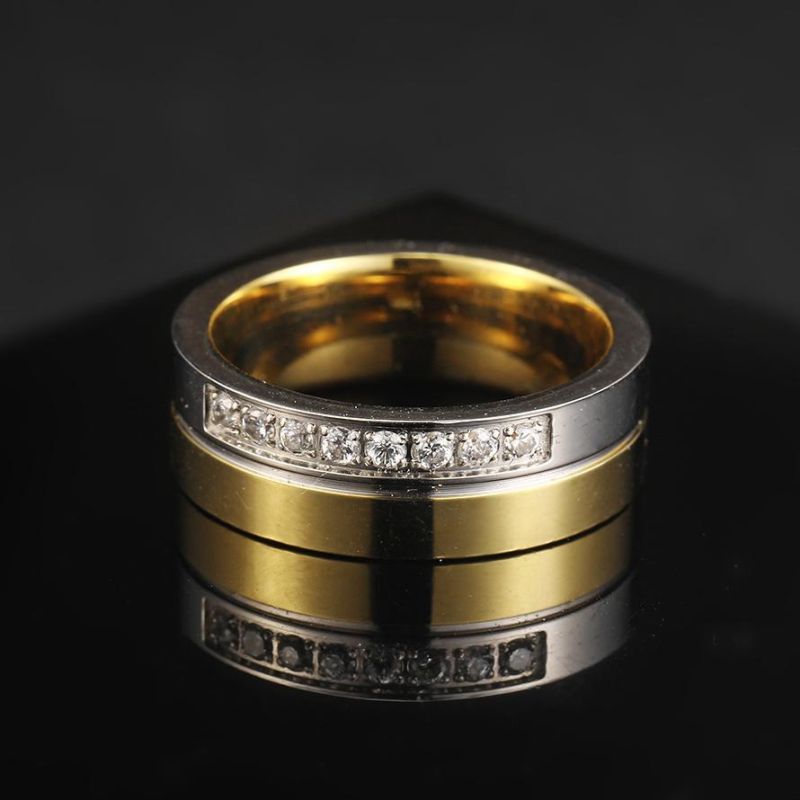 Hot New Dainty Minimalist Rings Gold Stainless Steel Zircon Ring with Stone for Men Women Couple Wedding Ring Set