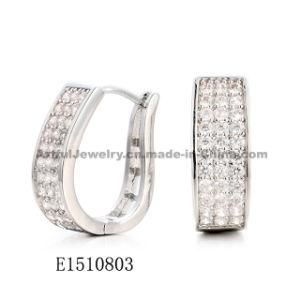 925 Sterling Silver Cubic Zirconia Huggie Hinged Hoop Earrings