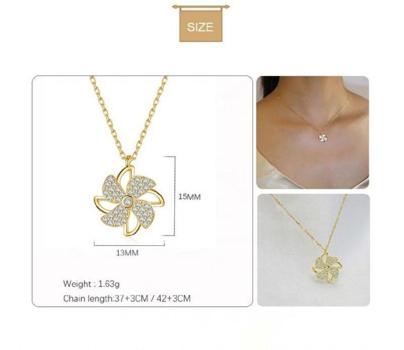 925 Sterling Silver Jewelry Four Leaf Clover Zircon Pendant Clavicle Chain Necklace Women Light Luxury Fashion Jewelry