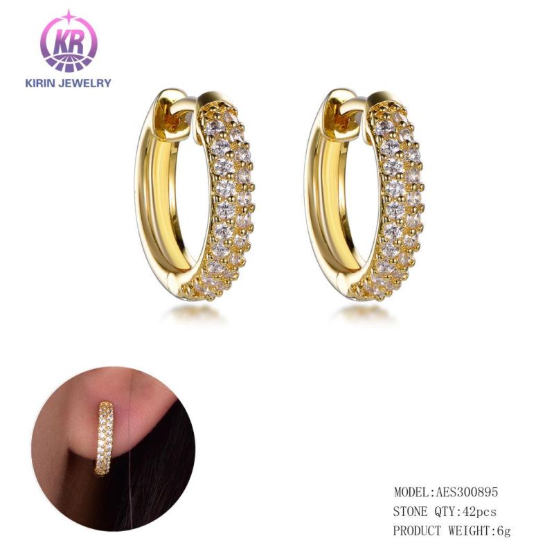 Top Ladies Earrings 2021 Gold Hoop Earrings for Women 18K Gold Plated 925 Sterling Silver Ear Ring High End 18K Gold Plated Tube Hoop Earrings