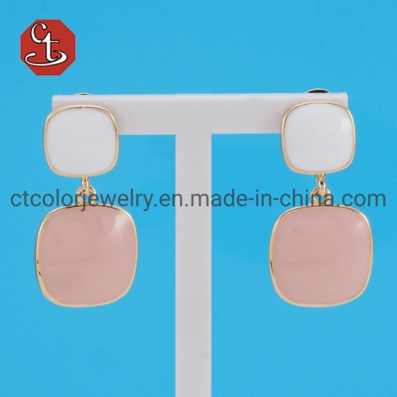 Multi-color Enamel Earrings White&Pink Enamel Earrings Hot Selling Jewelry
