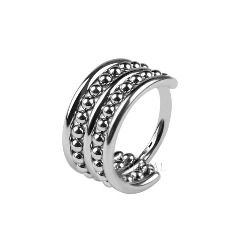 Eternal Metal ASTM F136 Titanium Hinged 3 Levels Rings and 2 Rows of Balls Segment Hoop Rings Jewelry Piercing