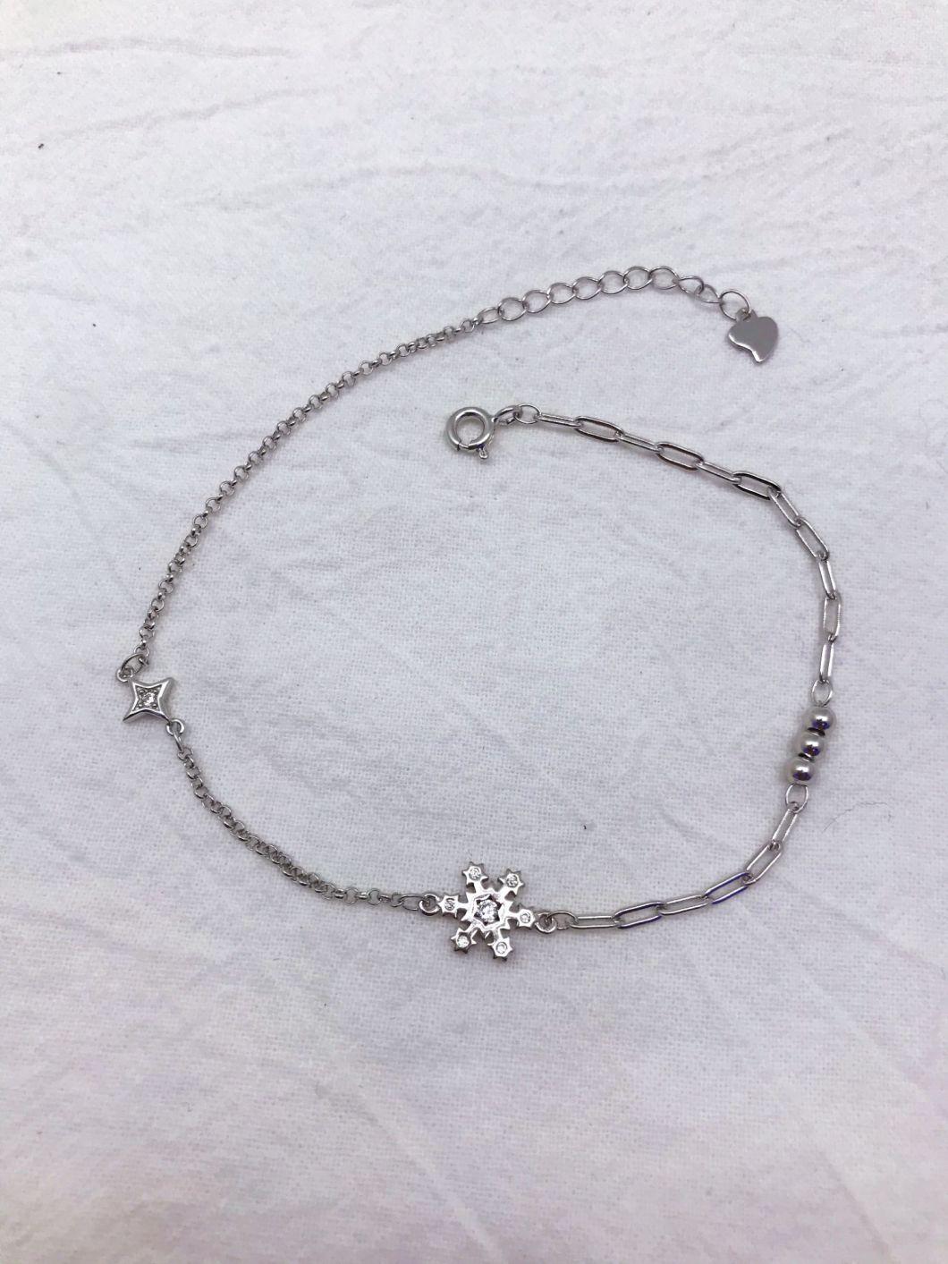OEM Custom 925 Silver Fashion Jewelry Star Snowflake Anklet