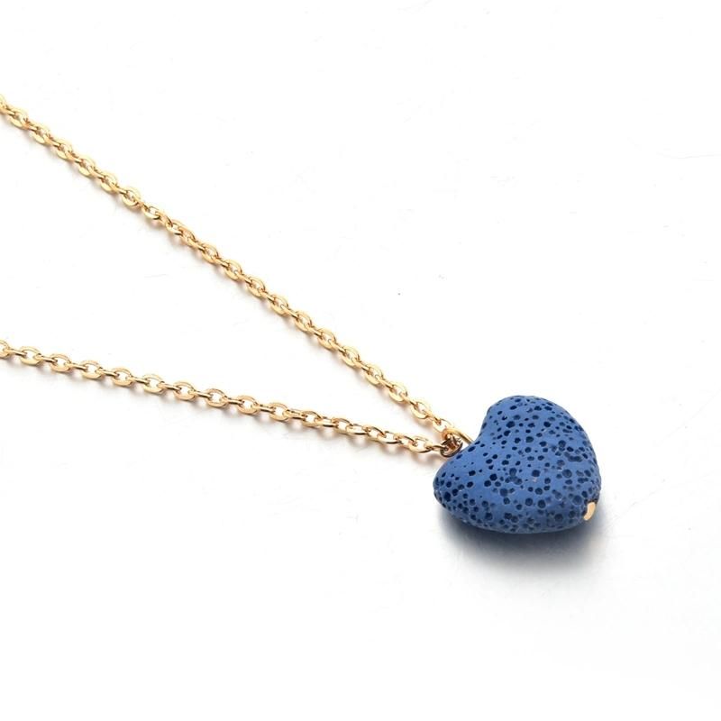Fashion Stone Blue Heart Shaped Necklace
