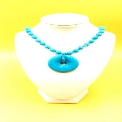 Optimized Processing Turquoise Bead Necklace with Donuts Pendant