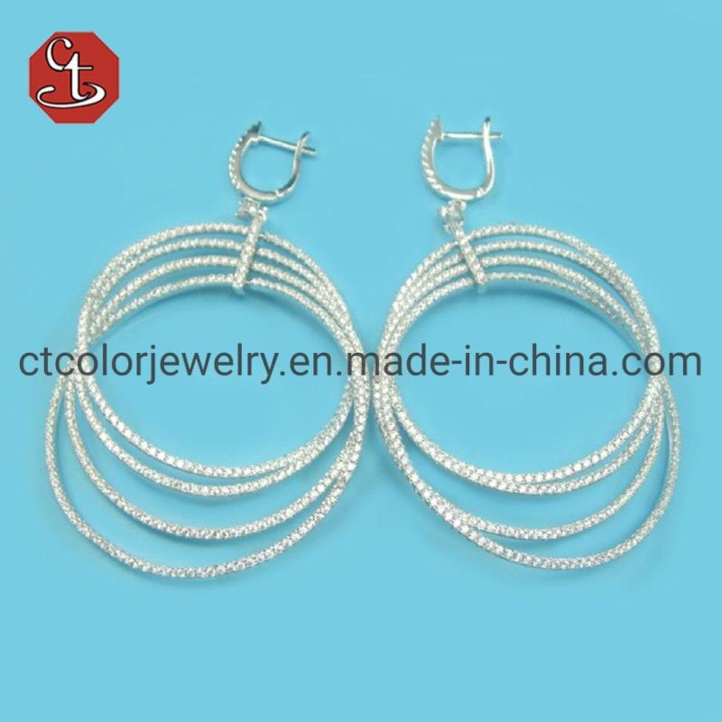 Color Big Geometric 8 Circle Long Dangle Earrings For Women Bohemian Party Exaggerated Fashion Jewelry