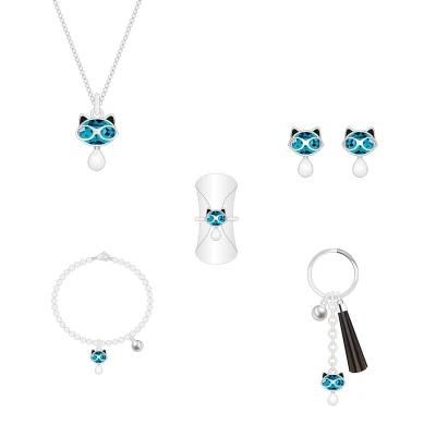 Best Hot Sale Silver Blue Tiger Shape Jewelry Set