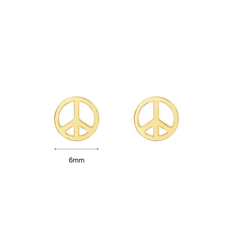 Delicate Unisex Fashion Custom Jewelry 18K Gold Plated 925 Sterling Silver Ear Piercing Cute Round Peace Earrings Studs