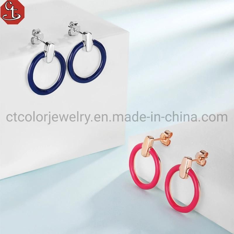 Fashion jewelry 925 silver Enamel Earring colorful Temperament Earrings