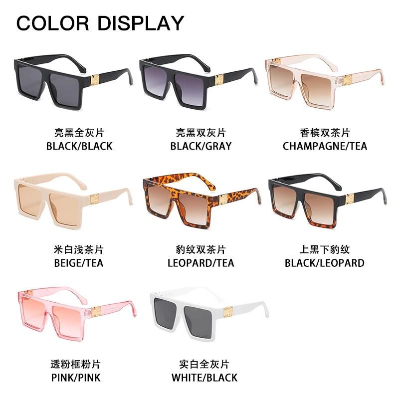Fashion Sunglasses European and American Big Frame Sunglasses Retro Frame Long Face Sunglasses Women Bright Black Glasses