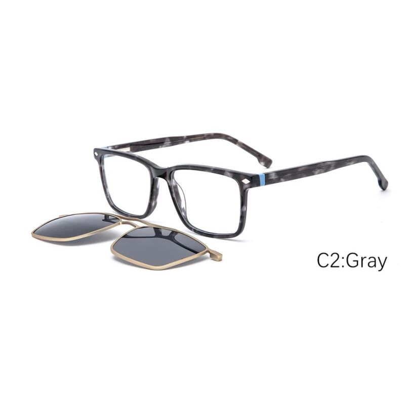 2022 New Design Hand Made Acetate with Metal Clip on Sunglasses Polarized Lens Sunglasses with Ready Goods