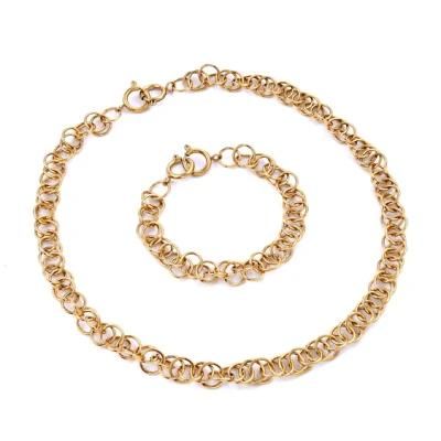 Gold Circle Linked Chain, 316L Stainless Steel Light Flat Cut Circles Jewelry