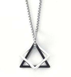 Popular Interlocking Square Triangle Male Pendant Necklace Stainless Steel Modern Trendy Geometric Stacking Necklace for Men