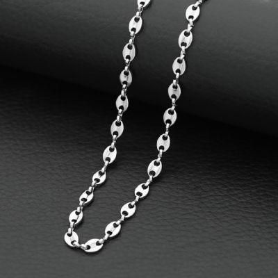 Coffee Bean Necklace High Polished Chunky Cuban Link Mariner Chain