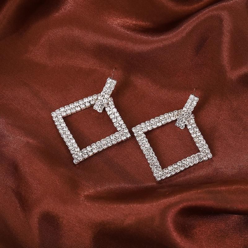New Arrival Geometric Alloy Crystal Rhinestone Dangle Drop Stud Earrings