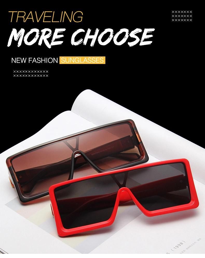 Trendy New Frame One-Piece Sunglasses Personality Men′s Large Frame Sunglasses